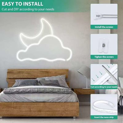 Witte LED-strooklampen 16,4ft/5m Neon lichtstrook 12V flex waterdicht Neon LED strook Silicone LED Neon touw licht voor keuken slaapkamer Indoor Outdoor Decoration Power Adapter Niet inbegrepen