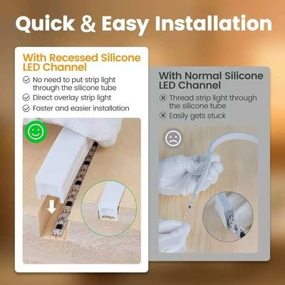 Buiten waterdicht 12/24V Silicone LED-lichtstrook voor huisdecoratie Neon LED-strooklichten Wit 16.4ft/5m Neon lichtstrook 12V Silicone waterdicht Flexibel LED-neon touwlichten voor slaapkamer festival