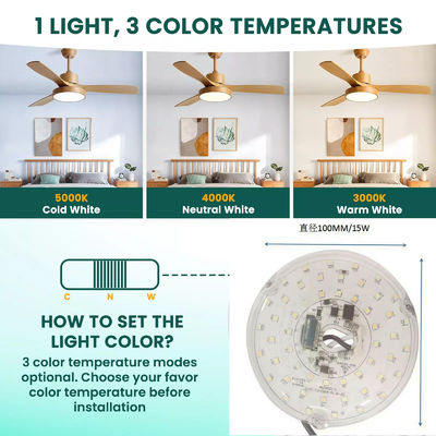 15W 100MM LED lichtmotor voor eetkamer 120V plafond ventilator panel retrofit kit met DOB modules LED plafond ventilator licht vervanging