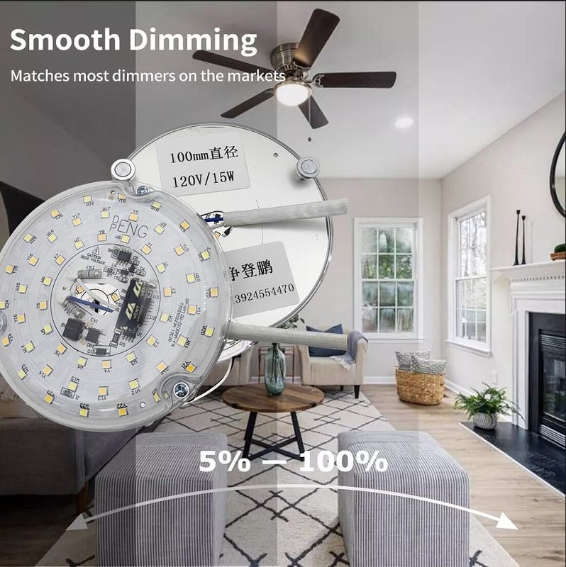 120V 15W Driverless Dia 100mm Led Light Voor Led Fan Light Met ETL-certificaat Plafondventilator Led Light Vervanging