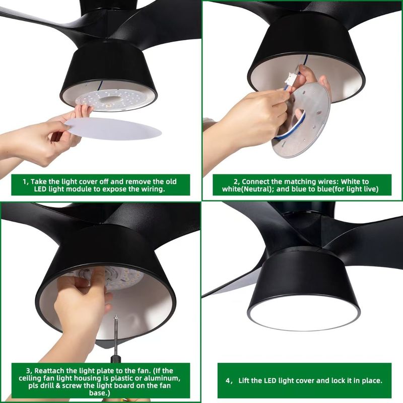 15W 100MM LED lichtmotor voor eetkamer 120V plafond ventilator panel retrofit kit met DOB modules LED plafond ventilator licht vervanging