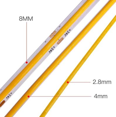 China Factory Ultra-dunne COB Light Strip 2.8mm/2.7mm/3mm/5mm Mini Light Strip 12V 24V Car Light Strip 480leds 384leds